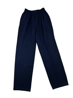 St. John Basics Santana Knit Pants 4 High Rise Navy Vtg Quiet Luxury Pleated